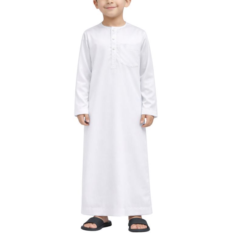 Qamis Enfant– Tissu Glacé Coréen – Col Rond – Manches Longues – Soundouss