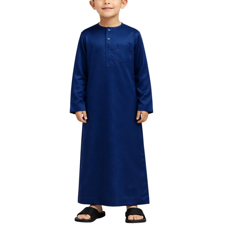 Qamis Enfant– Tissu Glacé Coréen – Col Rond – Manches Longues – Soundouss