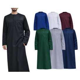 Qamis Homme – Tissu Glacé Coréen – Col Rond – Manches Longues – Soundouss