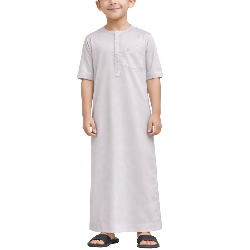 Qamis Enfant– Tissu Glacé Coréen – Col Rond - Manches Courtes – Soundouss