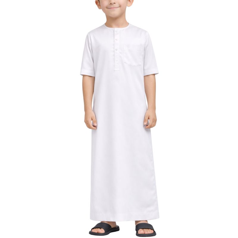 Qamis Enfant– Tissu Glacé Coréen – Col Rond - Manches Courtes – Soundouss