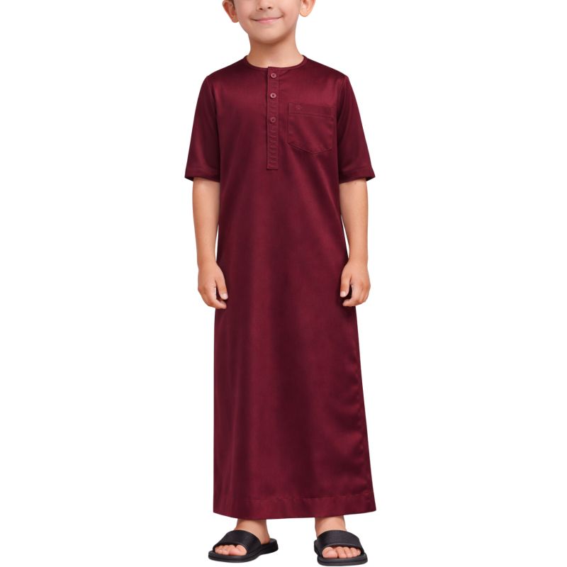 Qamis Enfant– Tissu Glacé Coréen – Col Rond - Manches Courtes – Soundouss