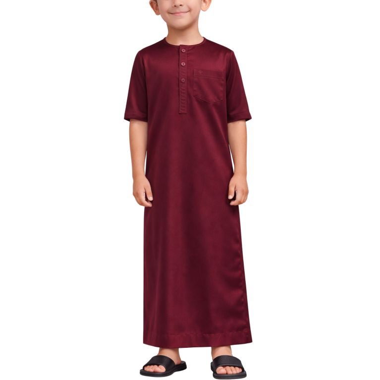 Qamis Enfant– Tissu Glacé Coréen – Col Rond - Manches Courtes – Soundouss