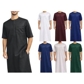 Qamis Homme – Tissu Glacé Coréen – Col Rond – Manches court– Soundouss