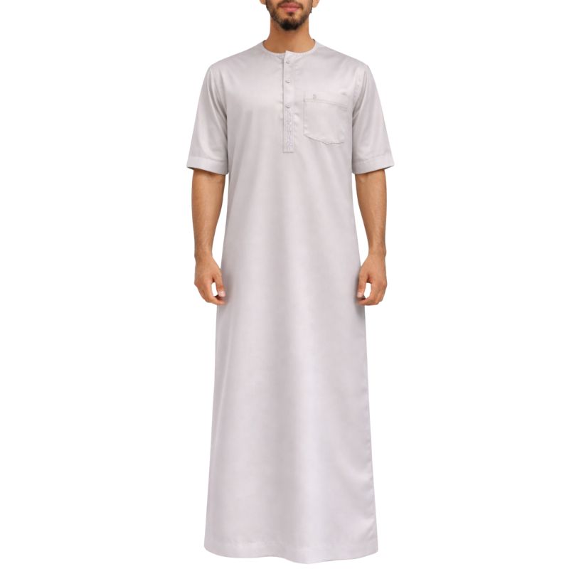 Qamis Homme – Tissu Glacé Coréen - Col Rond – Manches Courtes – Soundouss