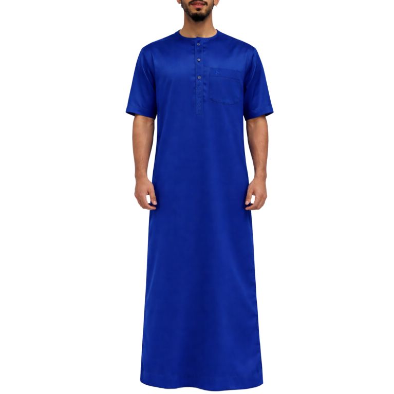 Qamis Homme – Tissu Glacé Coréen - Col Rond – Manches Courtes – Soundouss