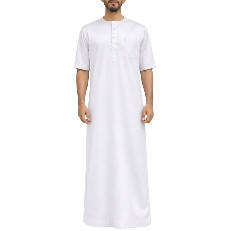 Qamis Homme – Tissu Glacé Coréen - Col Rond – Manches Courtes – Soundouss