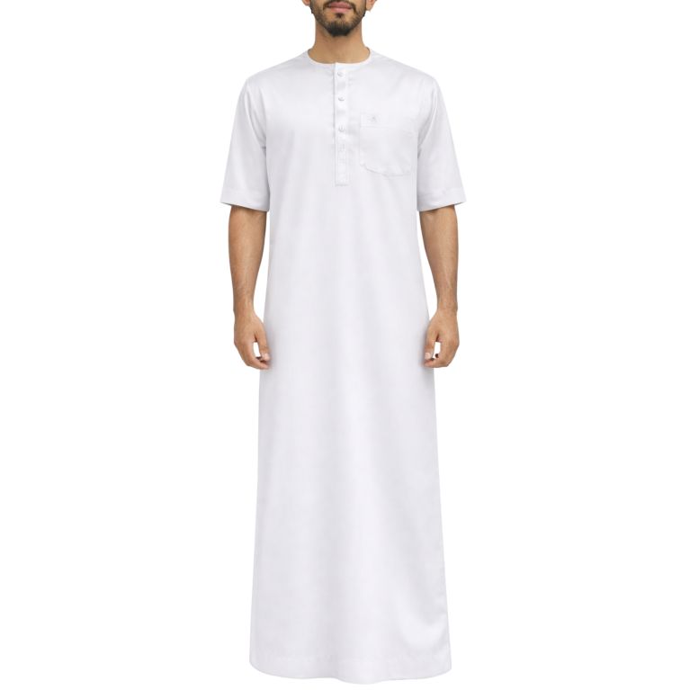 Qamis Homme – Tissu Glacé Coréen - Col Rond – Manches Courtes – Soundouss