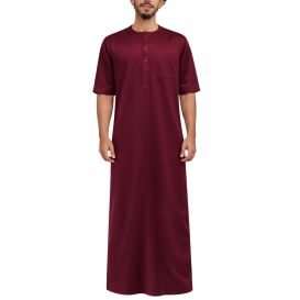 Qamis Homme – Tissu Glacé Coréen – Col Rond – Manches court– Soundouss