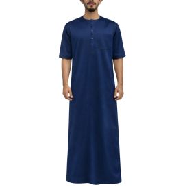 Qamis Homme – Tissu Glacé Coréen – Col Rond – Manches court– Soundouss