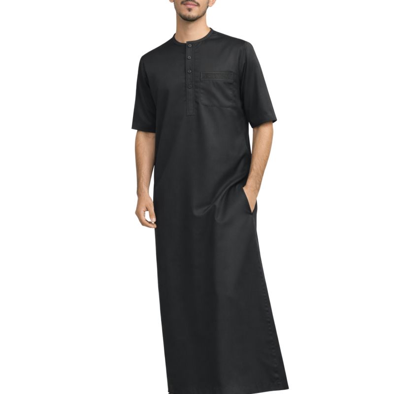 Qamis Homme – Tissu Glacé Coréen - Col Rond – Manches Courtes – Soundouss