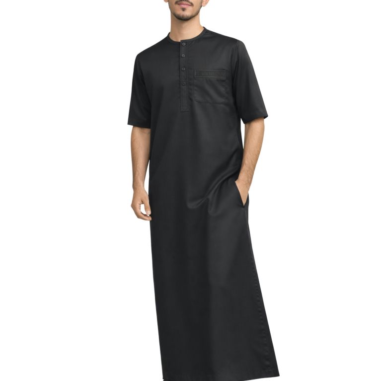 Qamis Homme – Tissu Glacé Coréen - Col Rond – Manches Courtes – Soundouss
