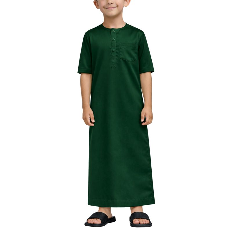 Qamis Enfant– Tissu Glacé Coréen – Col Rond - Manches Courtes – Soundouss