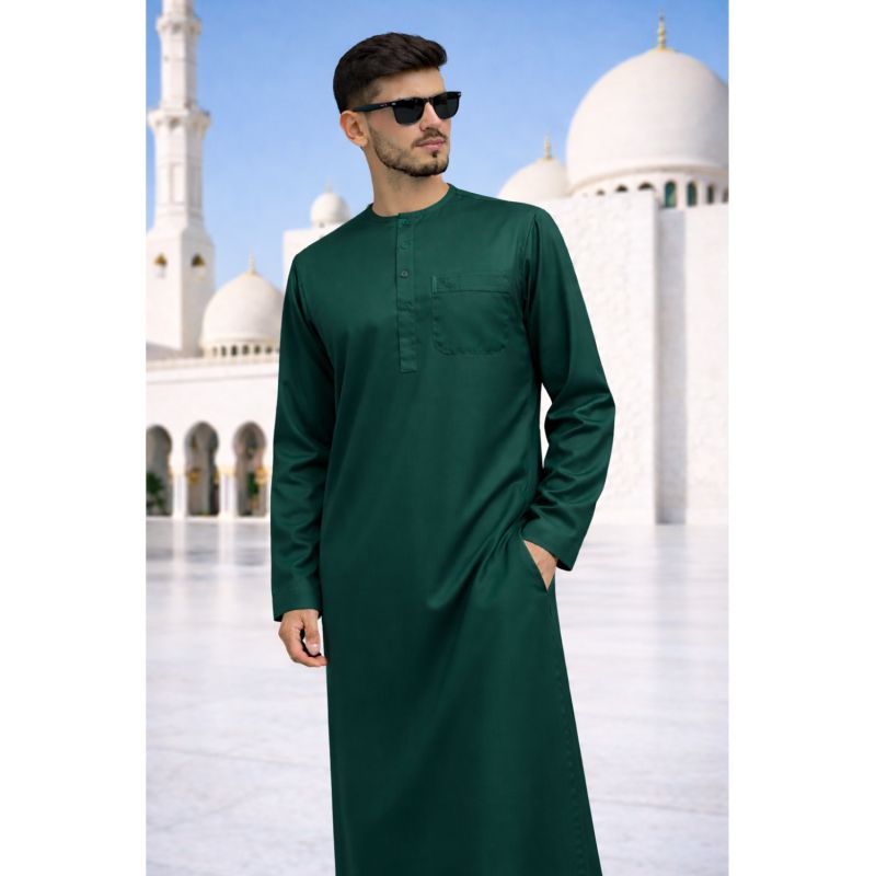 Qamis Homme – Tissu Glacé Coréen – Col Rond – Manches Longues – Soundouss