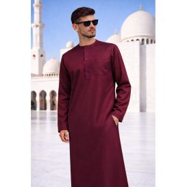 Qamis Homme – Tissu Glacé Coréen – Col Rond – Manches Longues – Soundouss