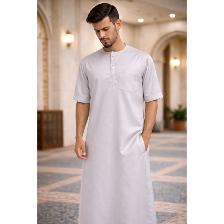 Men’s thobe in cooling ice fabric with short sleeves - Soundouss