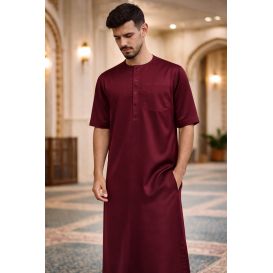 Qamis Homme – Tissu Glacé Coréen - Col Rond – Manches Courtes – Soundouss
