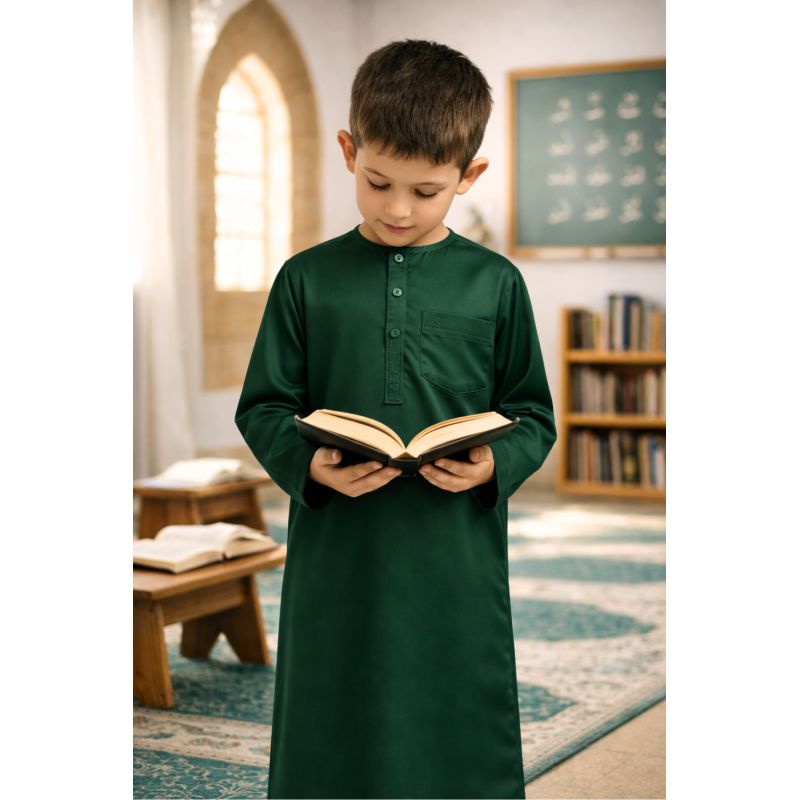 Qamis Enfant– Tissu Glacé Coréen – Col Rond – Manches Longues – Soundouss