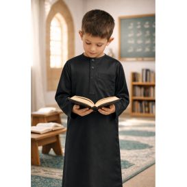 Qamis Enfant– Tissu Glacé Coréen – Col Rond – Manches Longues – Soundouss