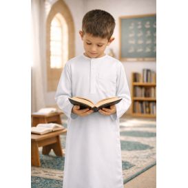 Qamis Enfant– Tissu Glacé Coréen – Col Rond – Manches Longues – Soundouss