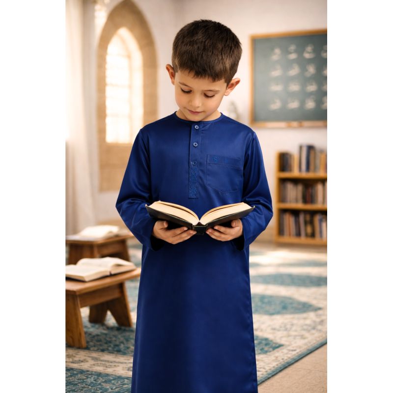 Qamis Enfant– Tissu Glacé Coréen – Col Rond – Manches Longues – Soundouss