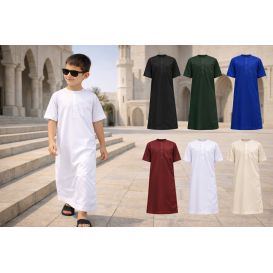Soundouss kids thobe in cooling ice fabric with short sleeves