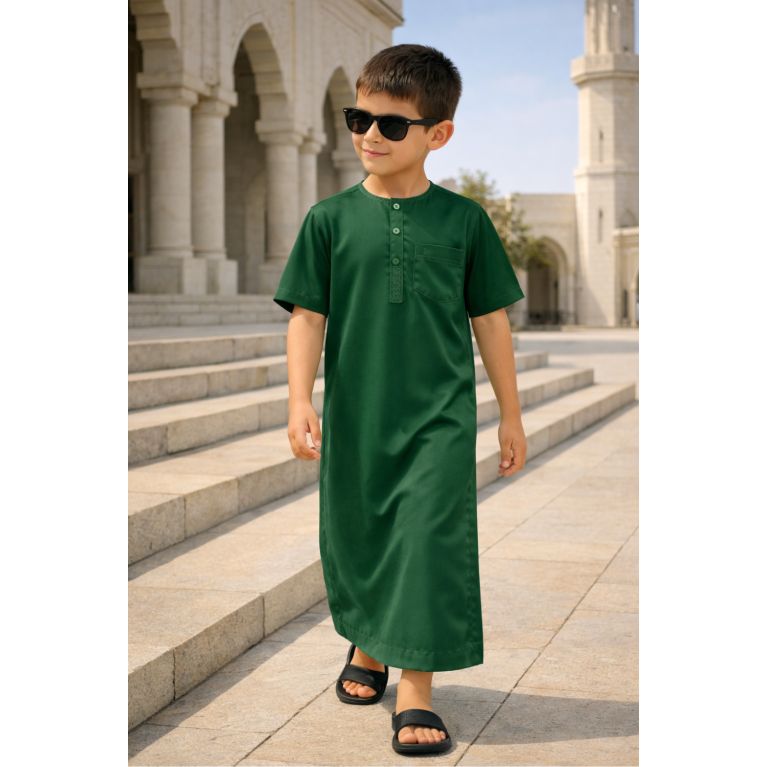 Soundouss kids thobe in cooling ice fabric with short sleeves