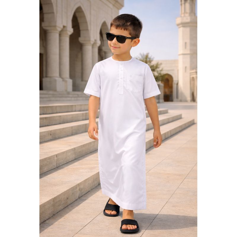 Soundouss kids thobe in cooling ice fabric with short sleeves