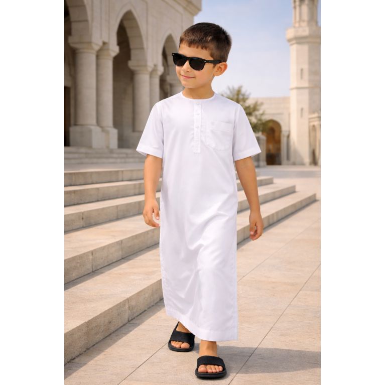 Soundouss kids thobe in cooling ice fabric with short sleeves