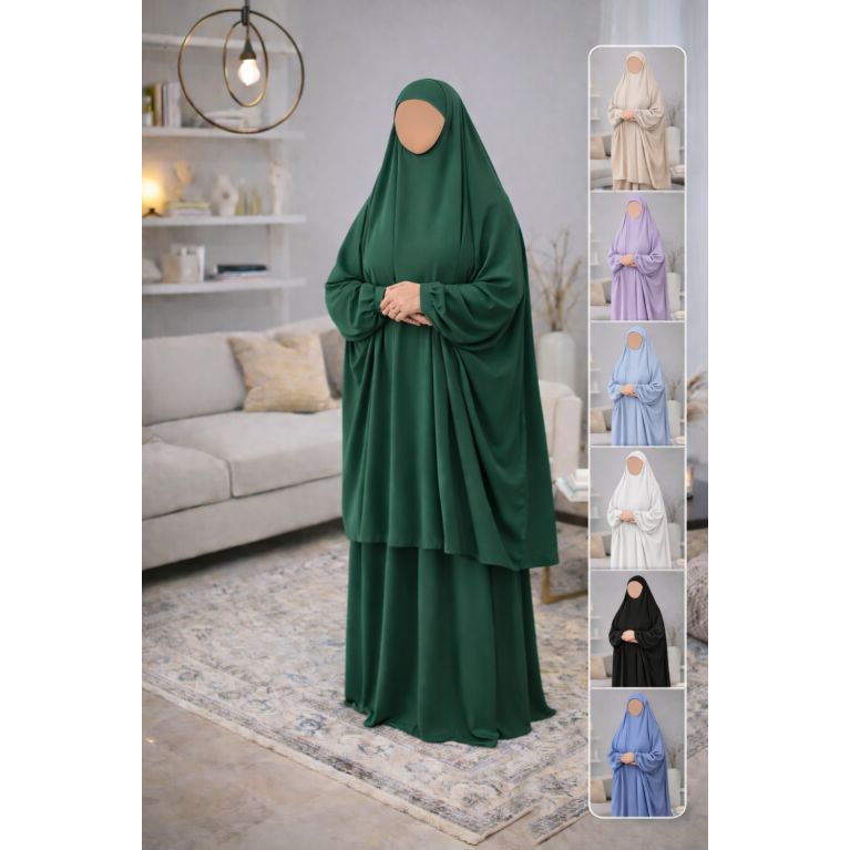 Jilbab 2 pièces Soie de Médine – Soundouss – Taille unique