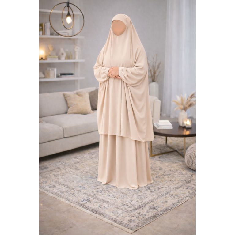 Jilbab 2 pièces Soie de Médine – Soundouss – Taille unique