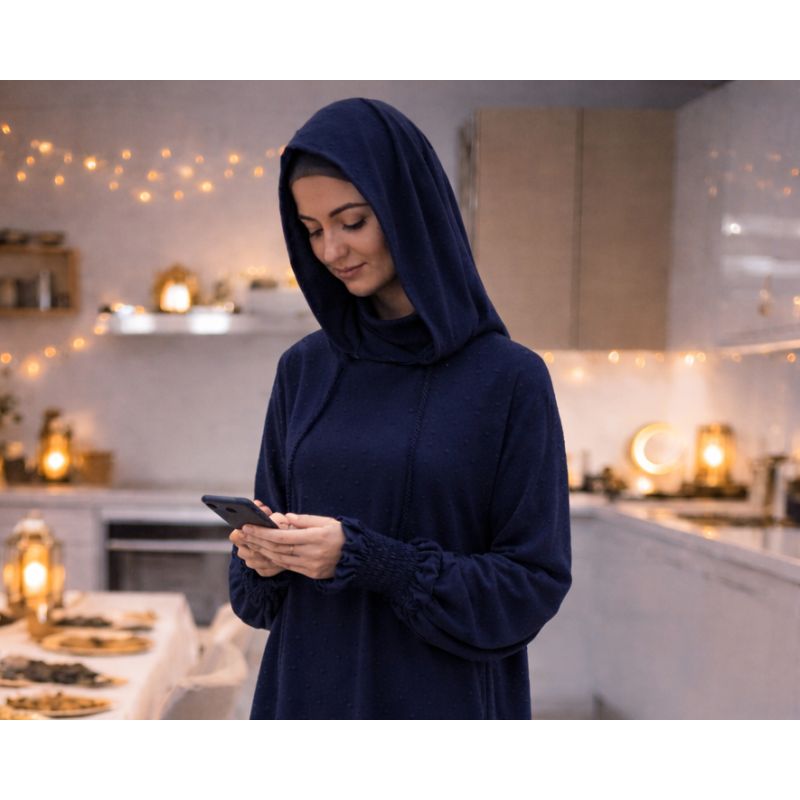 Women’s 1 Piece Jilbab Soundouss with Hood and Inner Underscarf