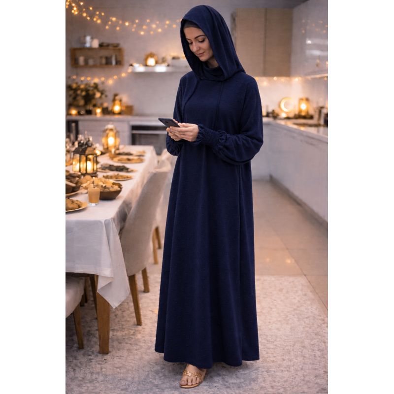 Jilbab long 1 pièce femme Soundouss avec capuche double style