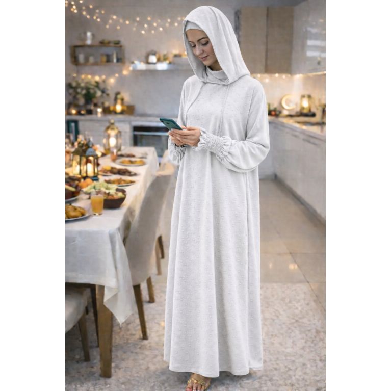 Jilbab long 1 pièce femme Soundouss avec capuche double style