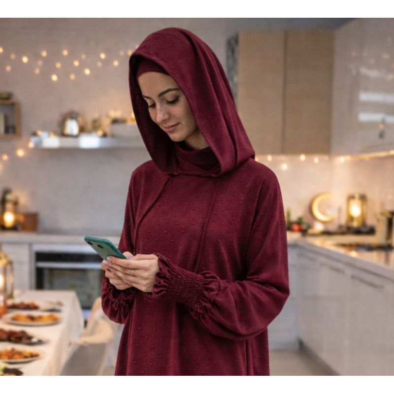 Women’s 1 Piece Jilbab Soundouss with Hood and Inner Underscarf