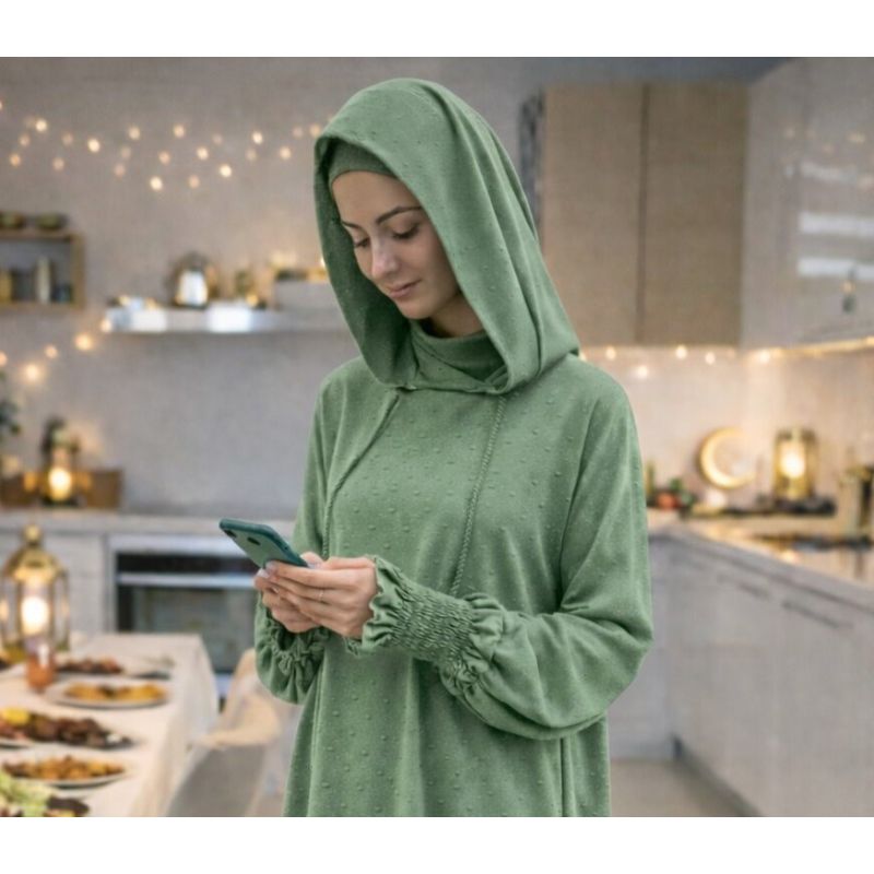 Women’s 1 Piece Jilbab Soundouss with Hood and Inner Underscarf