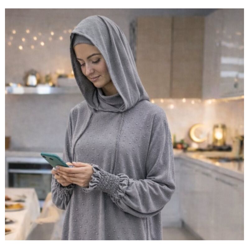 Jilbab long 1 pièce femme Soundouss avec capuche double style