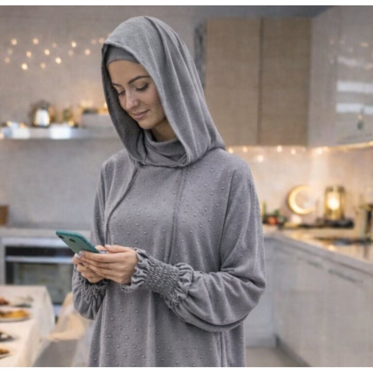Women’s 1 Piece Jilbab Soundouss with Hood and Inner Underscarf