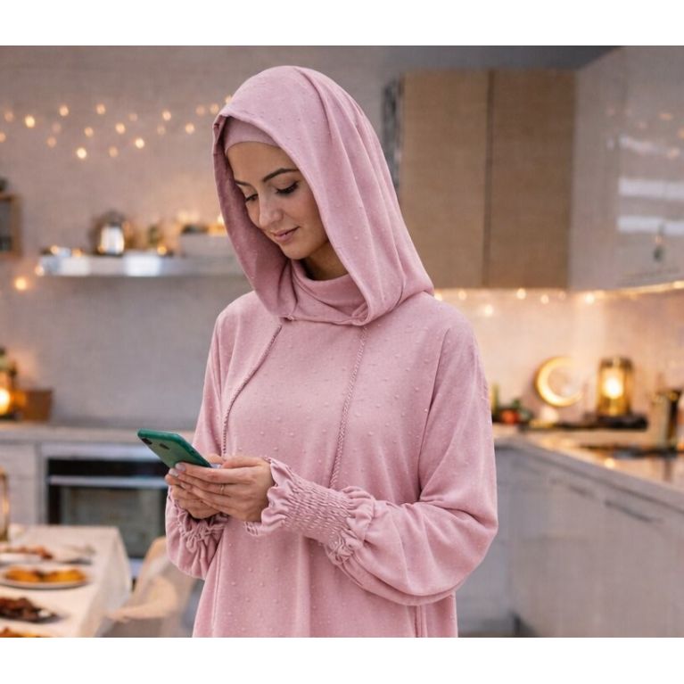 Jilbab long 1 pièce femme Soundouss avec capuche double style