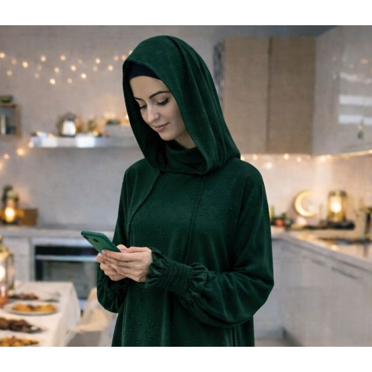 Women’s 1 Piece Jilbab Soundouss with Hood and Inner Underscarf