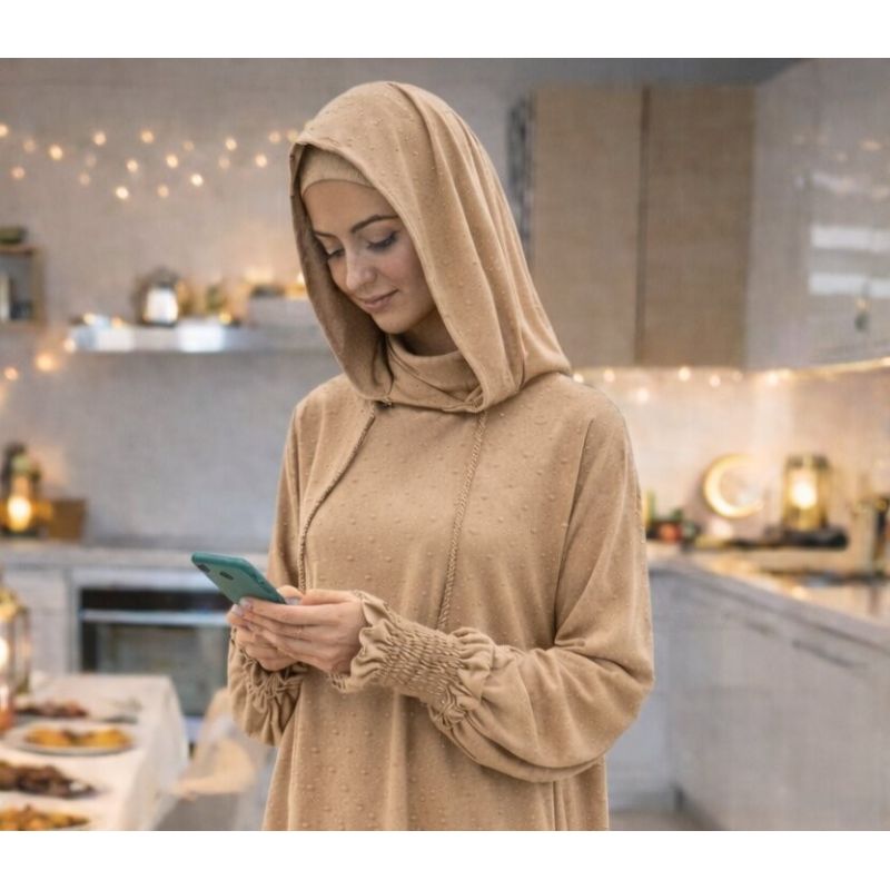 Women’s 1 Piece Jilbab Soundouss with Hood and Inner Underscarf