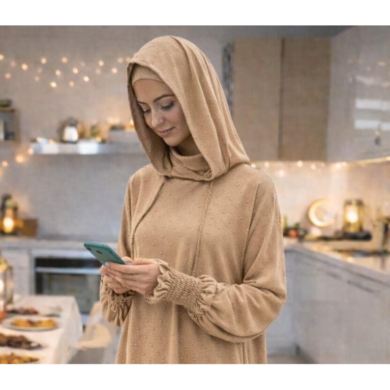 Women’s 1 Piece Jilbab Soundouss with Hood and Inner Underscarf