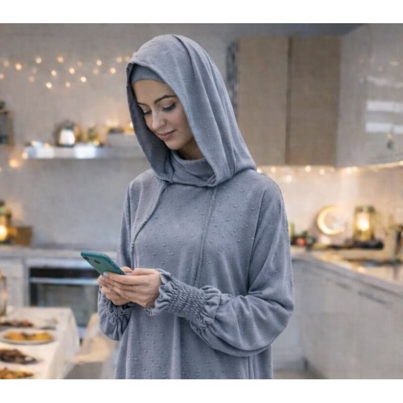 Women’s 1 Piece Jilbab Soundouss with Hood and Inner Underscarf