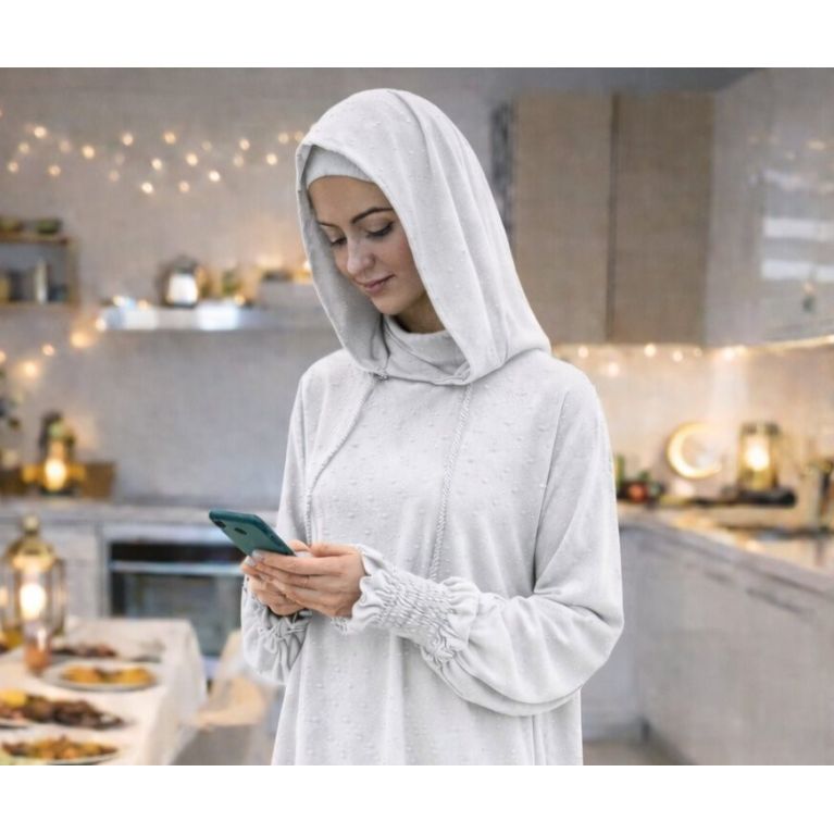 Jilbab long 1 pièce femme Soundouss avec capuche double style