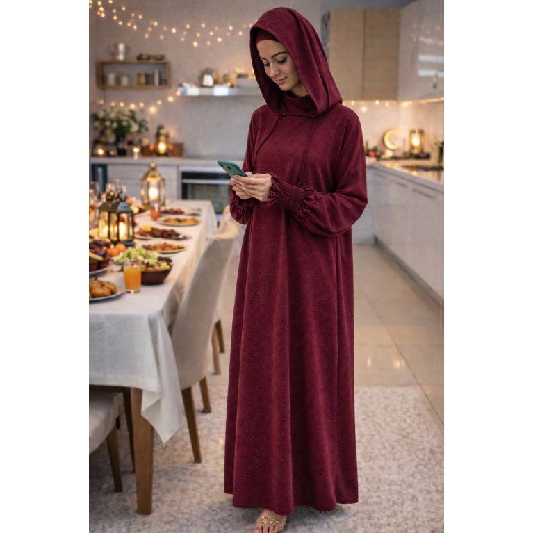 Jilbab long 1 pièce femme Soundouss avec capuche double style