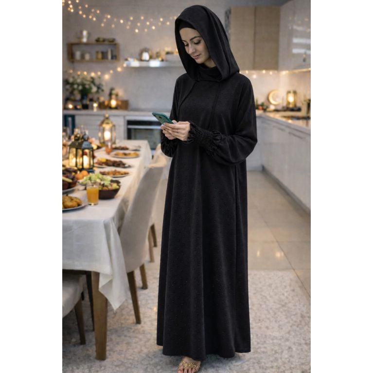 Jilbab long 1 pièce femme Soundouss avec capuche double style