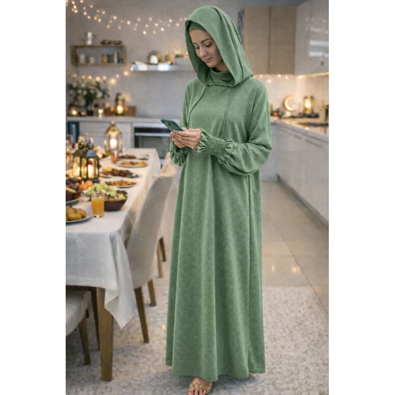 Women’s 1 Piece Jilbab Soundouss with Hood and Inner Underscarf