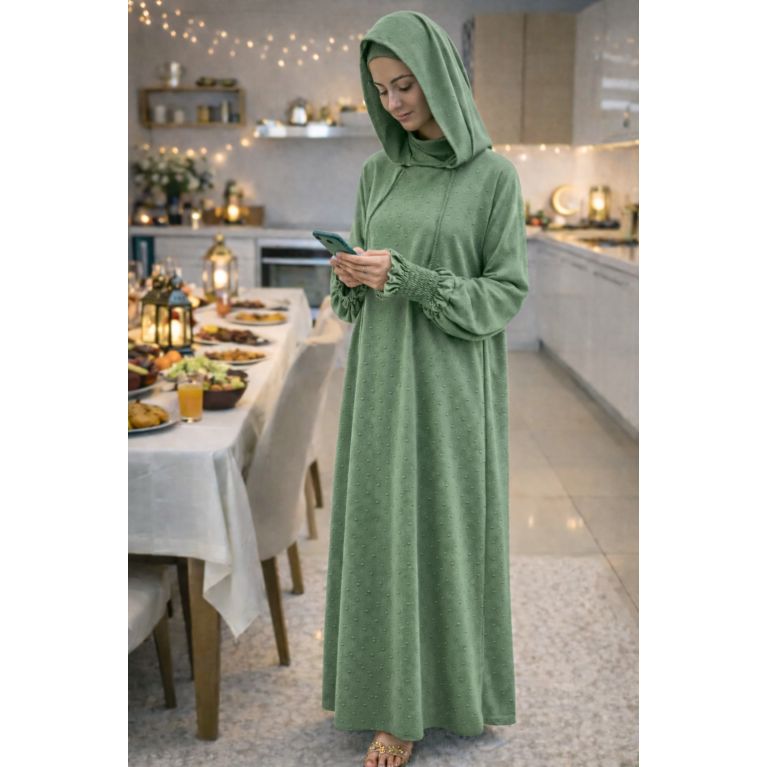 Women’s 1 Piece Jilbab Soundouss with Hood and Inner Underscarf