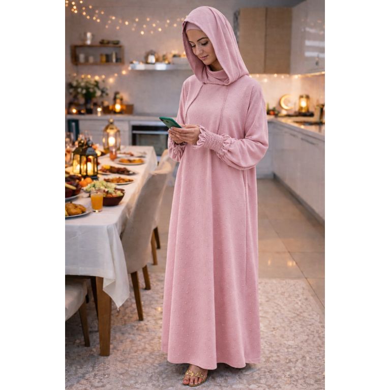 Women’s 1 Piece Jilbab Soundouss with Hood and Inner Underscarf