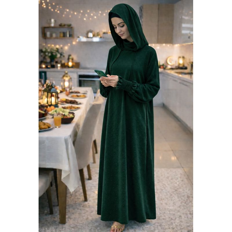 Women’s 1 Piece Jilbab Soundouss with Hood and Inner Underscarf